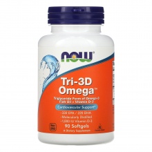 Антиоксидант NOW Tri-3D Omega, EPA/330 DHA/220 + Vitamin D3 90 капсул